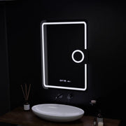 Ορθογώνιος καθρέφτης LED, 50x70 cm, Eclat MotionGlow Marcello, Σύστημα αποθαμβώματος, Ρολόι & Θερμόμετρο, Καλλυντικός Μεγεθυντικός φακός, Dimable Marcello Mirrors Προεπιλεγμένος τίτλος Alessandro Design