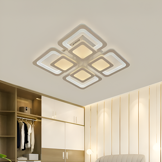 Πολυέλαιος LED με τηλεχειριστήριο SUSAN 96W, 4 τετράγωνα, κρύο/θερμό/ουδέτερο φως, ρυθμιζόμενο, λευκός πολυέλαιος LED με τηλεχειριστήριο Προεπιλεγμένος τίτλος Alessandro Design