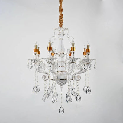 Bruhier Crystal Chandelier 8x E14, Διάμετρος 65cm, Λευκό με Χρυσό, Ρυθμιζόμενο ύψος Classic Chandeliers Προεπιλεγμένος τίτλος Alessandro Design