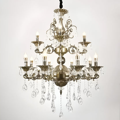SANSSOUCI Royal Chandelier 12xE14 Μεταλλικό και κρύσταλλο ρυθμιζόμενο ύψος Antique Brass Classic Chandeliers Προεπιλεγμένος τίτλος Alessandro Design