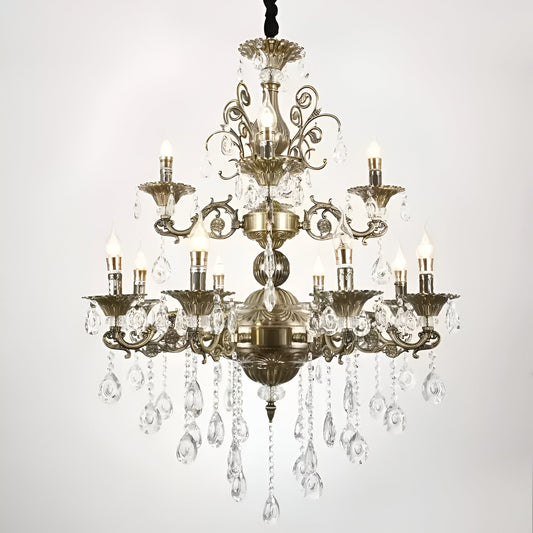 SANSSOUCI Royal Chandelier 12xE14 Μεταλλικό και κρύσταλλο ρυθμιζόμενο ύψος Antique Brass Classic Chandeliers Προεπιλεγμένος τίτλος Alessandro Design