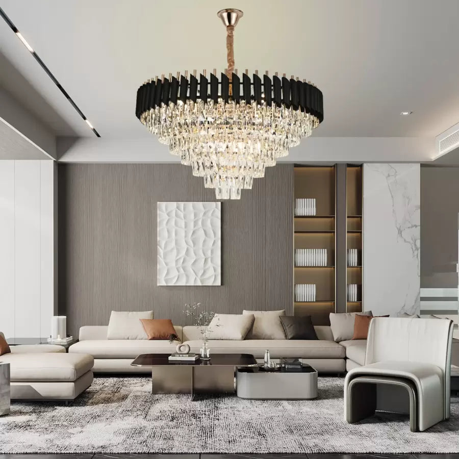 Crystal Chandelier VERSAILLES Supremo 12xE14, Διάμετρος 80cm, Γυαλιστερό χρυσό και μαύρο, Ρυθμιζόμενο ύψος Crystal Chandeliers Προεπιλεγμένος τίτλος Alessandro Design