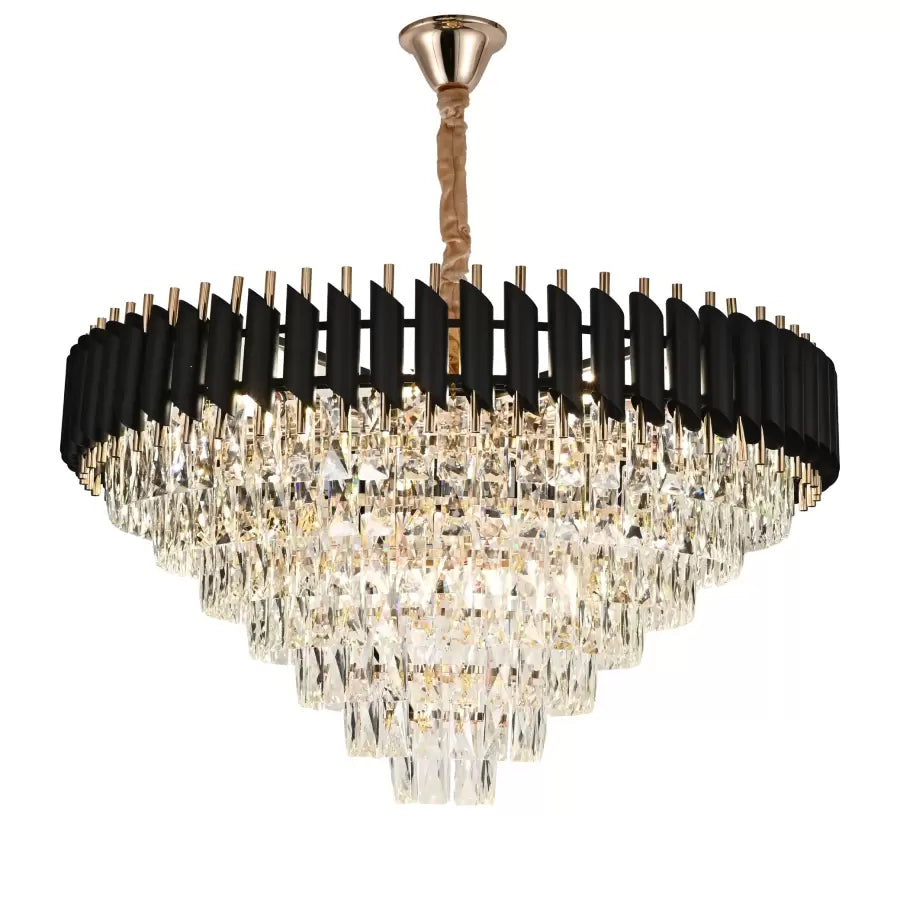 Crystal Chandelier VERSAILLES Supremo 12xE14, Διάμετρος 80cm, Γυαλιστερό χρυσό και μαύρο, Ρυθμιζόμενο ύψος Crystal Chandeliers Προεπιλεγμένος τίτλος Alessandro Design