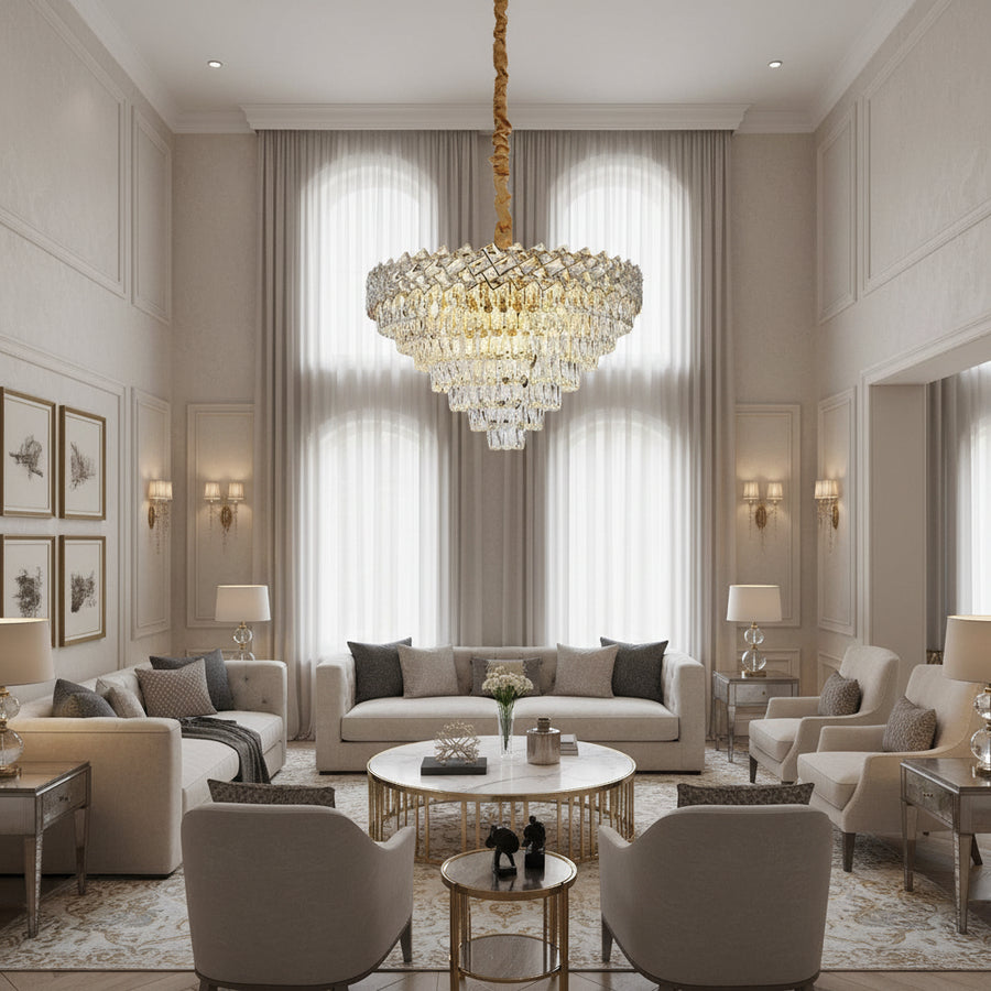 Crystal Chandelier WINDSOR Supremo 10xE14, Διάμετρος 80cm, Γυαλιστερό χρυσό, Ρυθμιζόμενο ύψος Crystal Chandeliers Προεπιλεγμένος τίτλος Alessandro Design