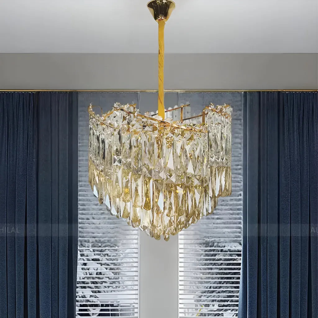 Crystal Candelabra TOPKAPI Petito 3xE27, Διάμετρος 30cm, Γυαλιστερό χρυσό, Ρυθμιζόμενο ύψος Cristal Candelabra Προεπιλεγμένος τίτλος Alessandro Design