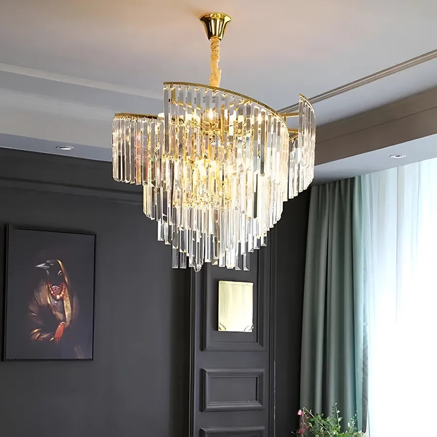 Crystal Chandelier TRIANON Eleganza 6x E27, Διάμετρος 47cm, Γυαλιστερό Χρυσό, Ρυθμιζόμενο Ύψος Crystal Chandeliers Προεπιλεγμένος τίτλος Alessandro Design
