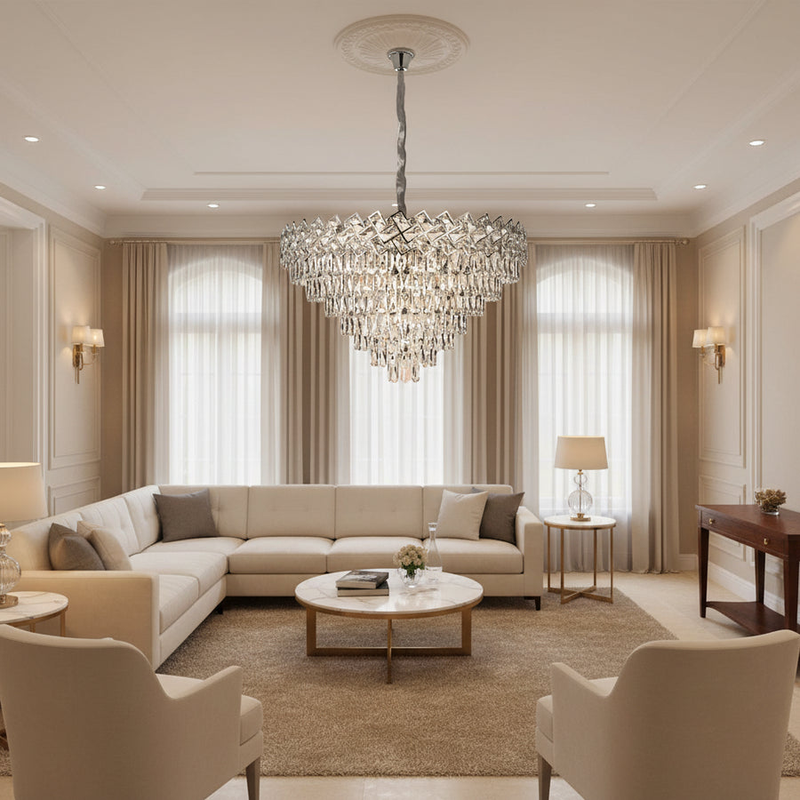 Crystal Chandelier WINDSOR Supremo 10xE14, Διάμετρος 80cm, Γυαλιστερό Chrome, Ρυθμιζόμενο ύψος Crystal Chandeliers Προεπιλεγμένος τίτλος Alessandro Design