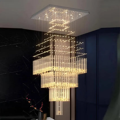 LED Crystal Chandelier 80W FLORENTIA Gold, Διάμετρος 50cm, Ύψος 200cm, Ladder Model Crystal Chandelier Προεπιλεγμένος τίτλος Alessandro Design