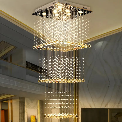 LED Crystal Chandelier 80W PALATINA Gold, Διάμετρος 50cm, Ύψος 200cm, Ladder Model Crystal Chandelier Προεπιλεγμένος τίτλος Alessandro Design