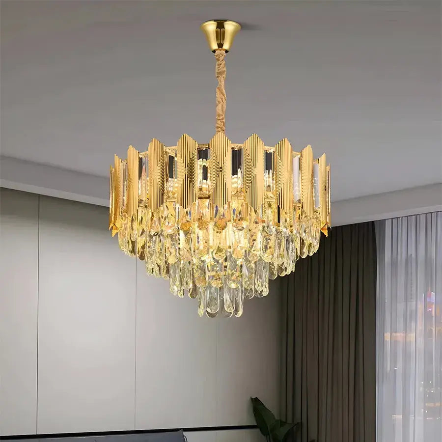 Crystal Chandelier BUCKINGHAM Nobile 5xE14, Διάμετρος 40cm, Γυαλιστερό Χρυσό, Ρυθμιζόμενο ύψος Κρυστάλλινοι Πολυέλαιοι Προεπιλεγμένος τίτλος Alessandro Design