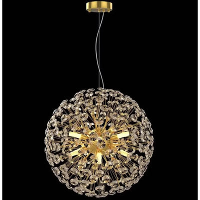 MINUET Crystal Chandelier 8x G9, Διάμετρος 40cm, Γυαλιστερό Χρυσό, Ρυθμιζόμενο Ύψος