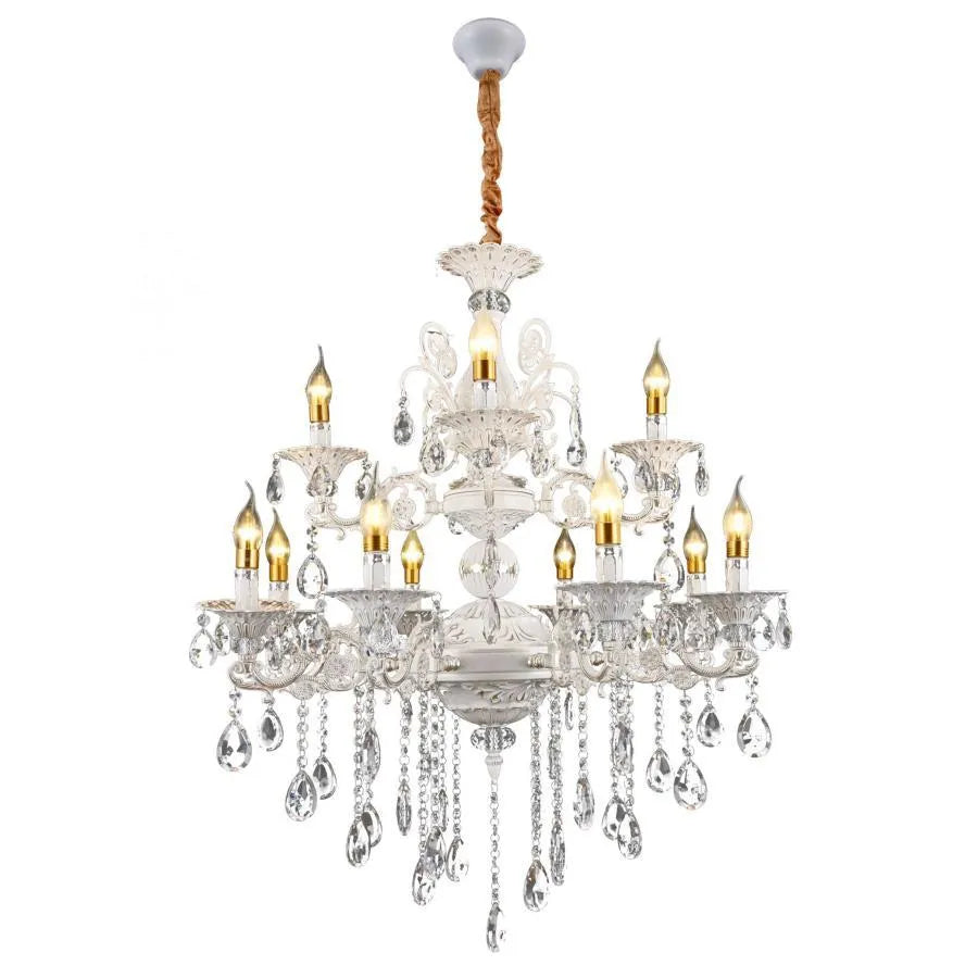 SANSSOUCI Royal Chandelier 12xE14 Metal and Crystal Height Adjustable White and Silver Crystal Chandeliers Προεπιλεγμένος τίτλος Alessandro Design