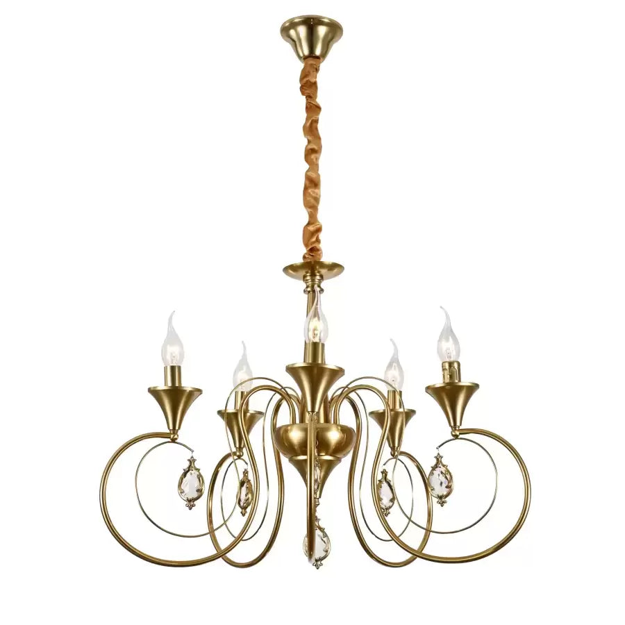 Frederick Crystal Chandelier 5xE14, Διάμετρος 45cm, Χρυσός, Ρυθμιζόμενο Ύψος