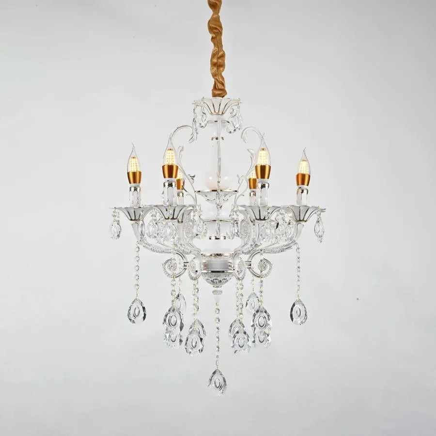 Bruhier Cristal Candelabra 6x E14, Διάμετρος 55cm, Λευκό με χρυσό, Ρυθμιζόμενο ύψος Cristal Candelabra Προεπιλεγμένος τίτλος Alessandro Design