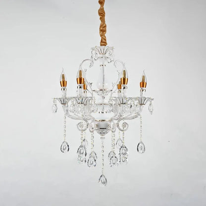 Bruhier Cristal Candelabra 6x E14, Διάμετρος 55cm, Λευκό με χρυσό, Ρυθμιζόμενο ύψος Cristal Candelabra Προεπιλεγμένος τίτλος Alessandro Design