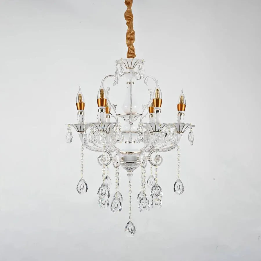 Bruhier Cristal Candelabra 6x E14, Διάμετρος 55cm, Λευκό με χρυσό, Ρυθμιζόμενο ύψος Cristal Candelabra Προεπιλεγμένος τίτλος Alessandro Design