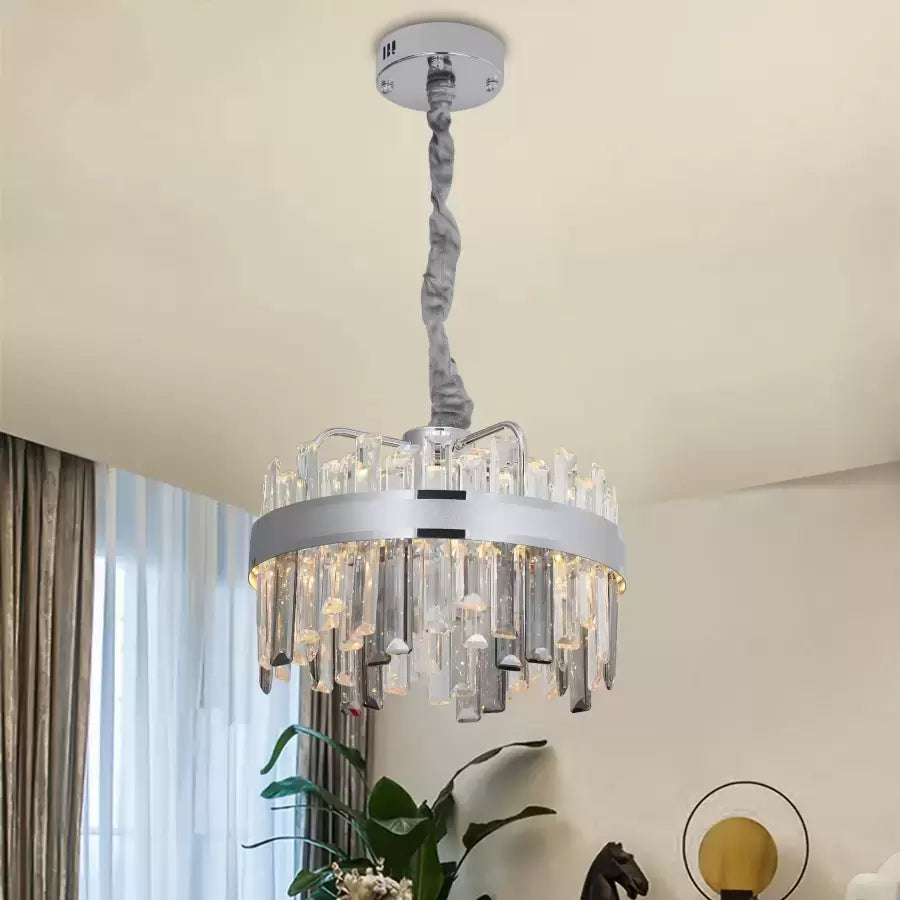 Crystal LED Chandelier with Remote Miguel 92W Dimable Silver Crystal Chandelier Προεπιλεγμένος τίτλος Alessandro Design