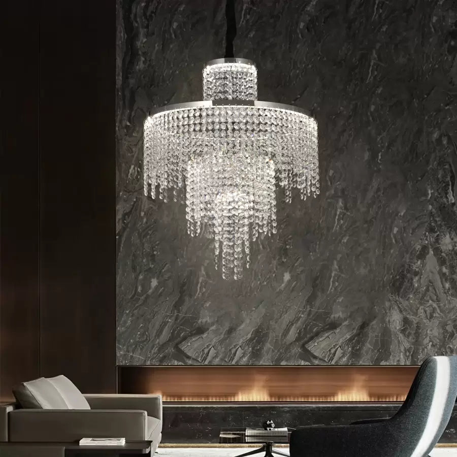 Crystal LED Chandelier with Remote Control Oscar 59W Dimable Silver Modern Chandeliers Προεπιλεγμένος τίτλος Alessandro Design