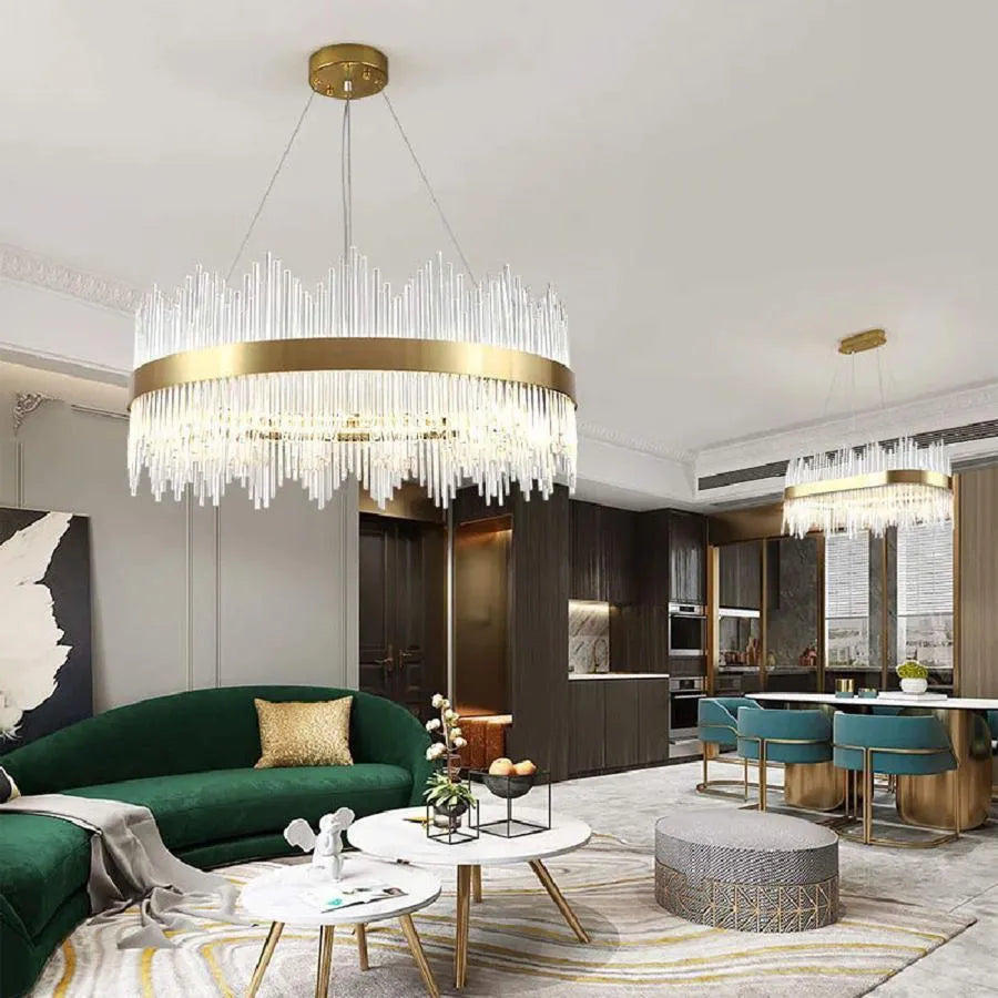 Πολυέλαιος LED με τηλεχειριστήριο Aurelio 133W Dimable Gold Chandelier Crystal Προεπιλεγμένος τίτλος Alessandro Design