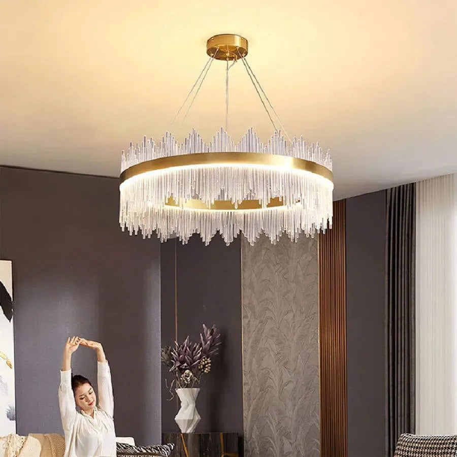 Πολυέλαιος LED με τηλεχειριστήριο Lazaro 63W Dimable Gold Crystal Candelabra Προεπιλεγμένος τίτλος Alessandro Design