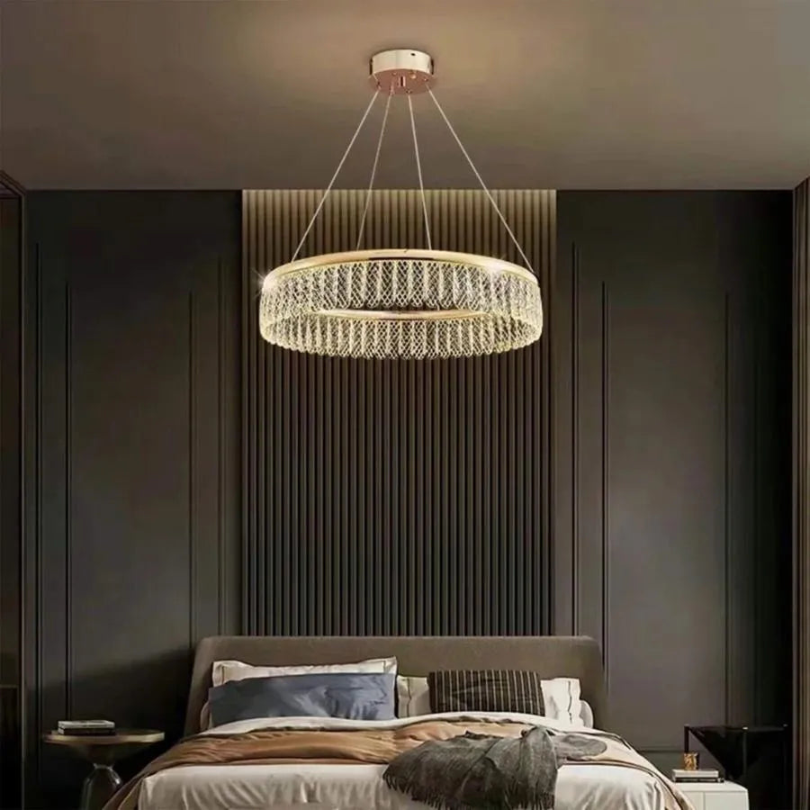 Πολυέλαιος LED με τηλεχειριστήριο Zareef 80W, Χρυσός κρύσταλλος πολυέλαιος Προεπιλεγμένος τίτλος Alessandro Design