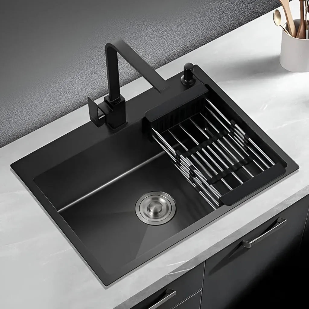 Νεροχύτης κουζίνας από ανοξείδωτο ατσάλι 60x45x21 cm Graphite Black Προεπιλεγμένος τίτλος Alessandro Design