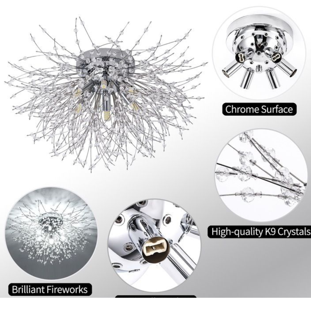 Crystal Chandelier RONDO Vivace, 5x G9, διάμετρος 40cm, Shiny Silver Modern Chandeliers Προεπιλεγμένος τίτλος Alessandro Design