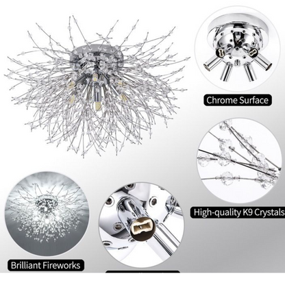 Crystal Chandelier RONDO Vivace, 5x G9, διάμετρος 40cm, Shiny Silver Modern Chandeliers Προεπιλεγμένος τίτλος Alessandro Design