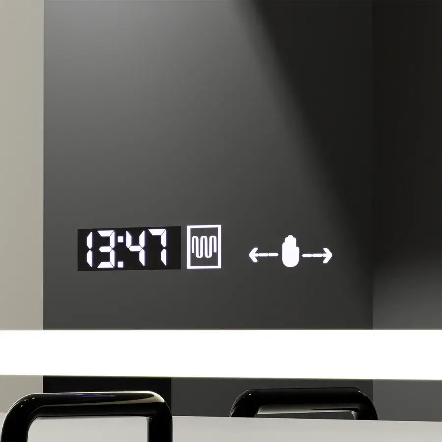 Ορθογώνιος καθρέφτης LED, 120X70cm, Αισθητήρας Radiant MotionGlow Marcello, Σύστημα αποθολώματος, Ρολόι & Θερμόμετρο, Dimable Marcello Mirrors Προεπιλεγμένος τίτλος Alessandro Design