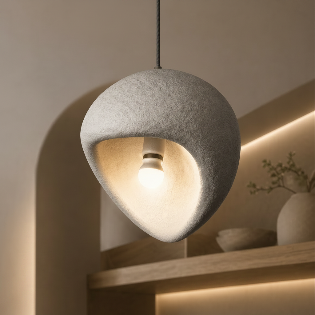 Lustra Moderna AERA, 30 cm, Suspendata, 1 X E27, Gri, Metal si Spuma, Inaltime Reglabila Lustre Moderne Default Title Alessandro Design