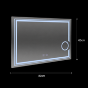 Ορθογώνιος καθρέφτης LED, 80x60cm, CANTO Touch, Σύστημα Demister, Dimmable