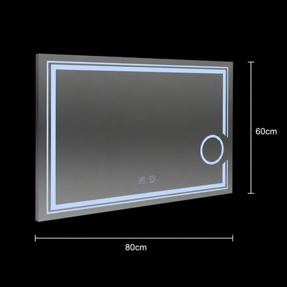 Ορθογώνιος καθρέφτης LED, 80x60cm, CANTO Touch, Σύστημα Demister, Dimmable