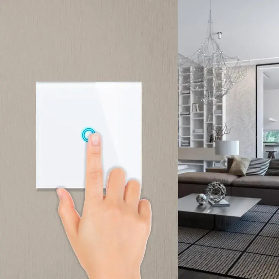 Απλός διακόπτης αφής Λευκός Secure Glass Προεπιλεγμένοι διακόπτες Τίτλος Alessandro Design