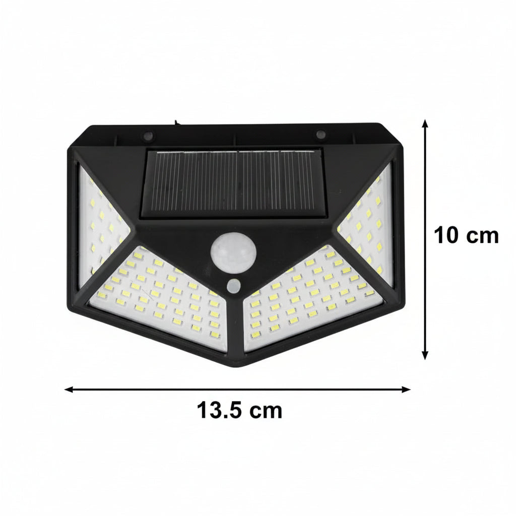 Ηλιακό φωτιστικό με αισθητήρα κίνησης, 100 LED, IP.65, Μαύρα φωτιστικά τοίχου εξωτερικού χώρου Προεπιλεγμένος τίτλος Alessandro Design
