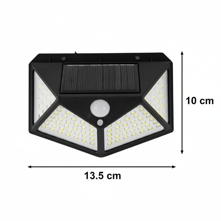 Ηλιακό φωτιστικό με αισθητήρα κίνησης, 100 LED, IP.65, Μαύρα φωτιστικά τοίχου εξωτερικού χώρου Προεπιλεγμένος τίτλος Alessandro Design