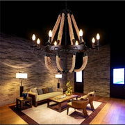 Circular Chandelier, 8xE14, Black, Metal and String Vintage Chandelier Προεπιλεγμένος τίτλος Alessandro Design