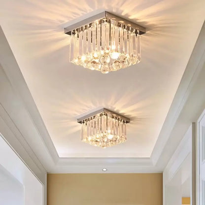 Crystal Chandelier MARTINEZ Linear Luxe, Diameter 35cm, 4x E14, Shiny Chrome Candelabre Moderne Προεπιλεγμένος τίτλος Alessandro Design