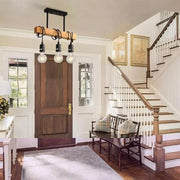 Ema Chandelier, 3xE27, Brown, Metal and Wood Industrial Chandeliers Προεπιλεγμένος τίτλος Alessandro Design