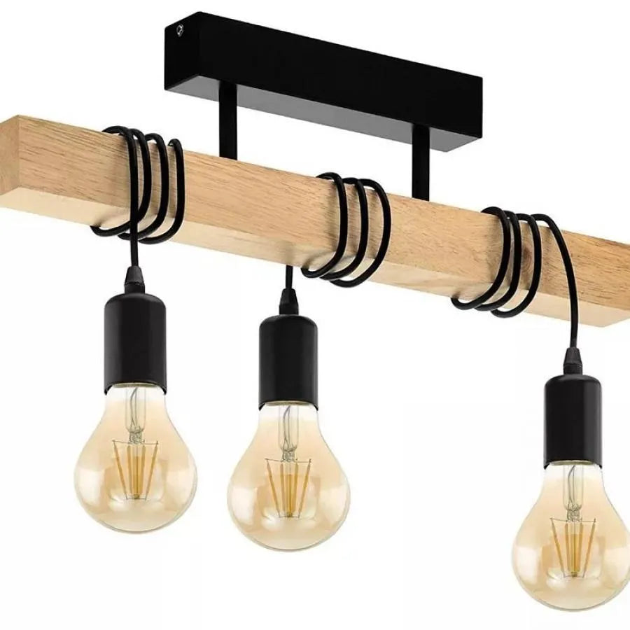 Ema Chandelier, 3xE27, Brown, Metal and Wood Industrial Chandeliers Προεπιλεγμένος τίτλος Alessandro Design