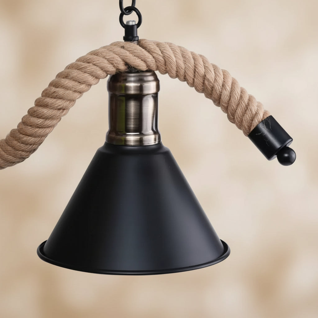 Rope Chandelier, 2xE27, Brown, Metal and String LV570/2BK Vintage Chandeliers Προεπιλεγμένος τίτλος Alessandro Design