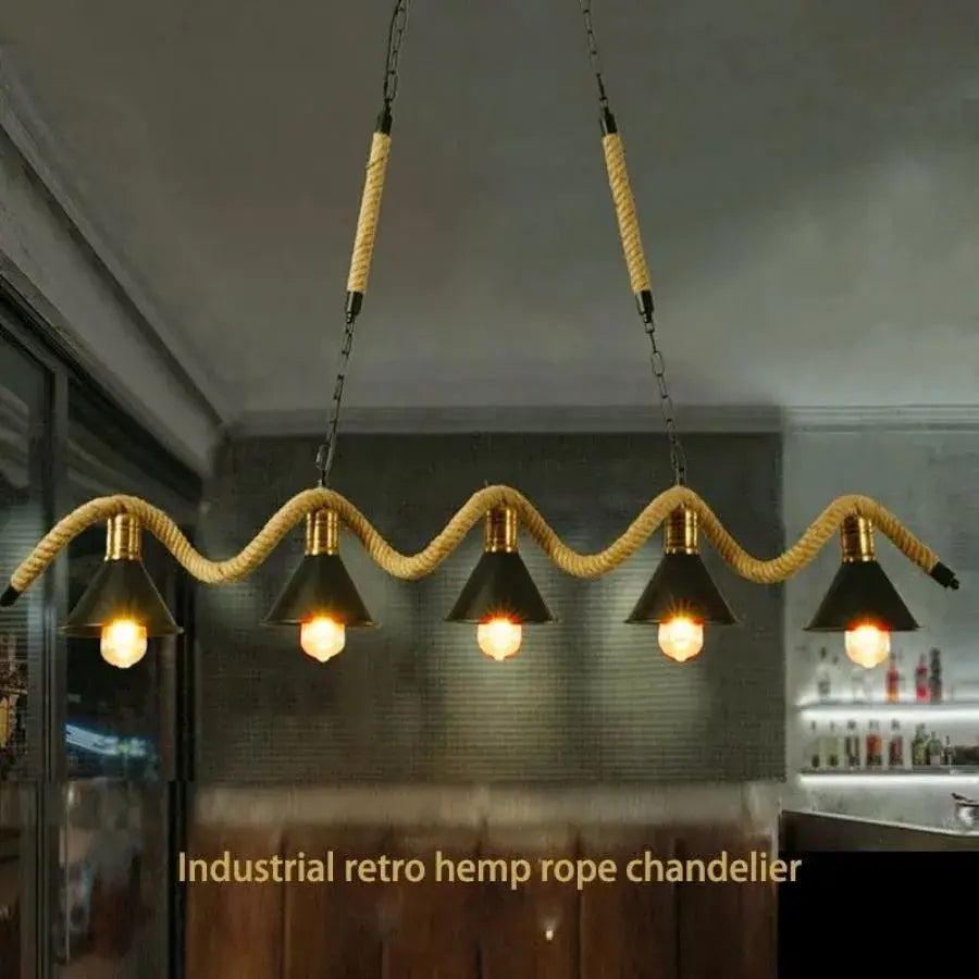 Rope Chandelier, 5xE27, Brown, Metal and String LV570/5BK Vintage Chandeliers Προεπιλεγμένος τίτλος Alessandro Design