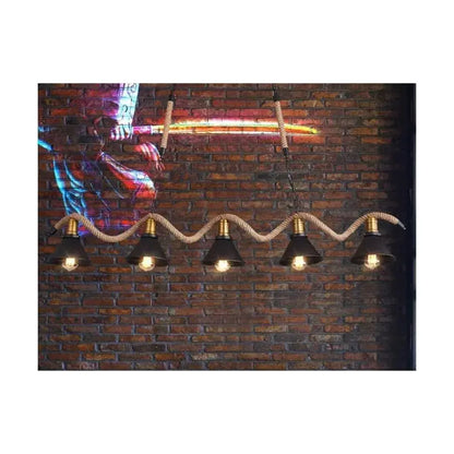 Rope Chandelier, 5*E27, Brown, Metal and String Vintage Chandeliers Προεπιλεγμένος τίτλος Alessandro Design