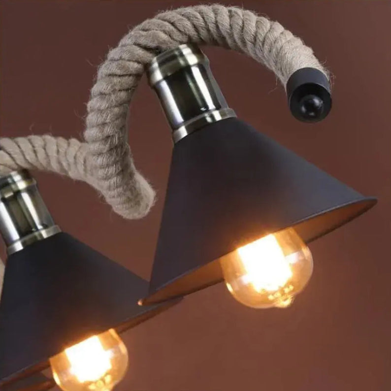 Rope Chandelier, 5xE27, Brown, Metal and String LV570/5BK Vintage Chandeliers Προεπιλεγμένος τίτλος Alessandro Design