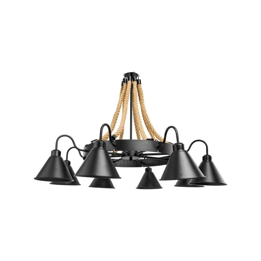 Indiana Chandelier, 8xE27, Metal and Rope, Brown Vintage Chandeliers Προεπιλεγμένος τίτλος Alessandro Design