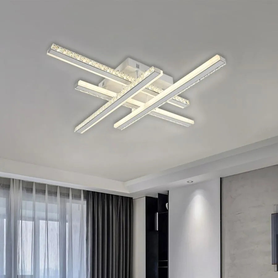 Πολυέλαιος LED με τηλεχειριστήριο ABIGAIA 136W, 4 Στοιχεία, Γραμμικό, Κρύο/Ζεστό/Ουδέτερο φως, Ρυθμιζόμενο, Λευκό Cristal LED Πολυέλαιοι Προεπιλεγμένος τίτλος Alessandro Design
