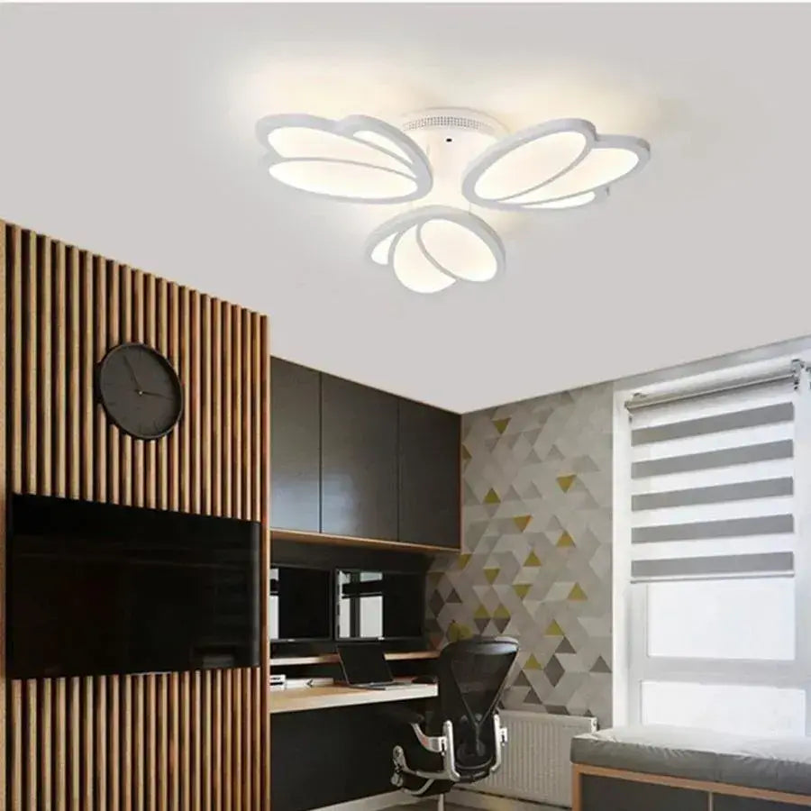 Πολυέλαιος LED με τηλεχειριστήριο TULIP 45W, 3 πέταλα, Κρύο/Ζεστό/Ουδέτερο φως, Ρυθμιζόμενο, Λευκός πολυέλαιος LED με τηλεχειριστήριο Προεπιλεγμένος τίτλος Alessandro Design