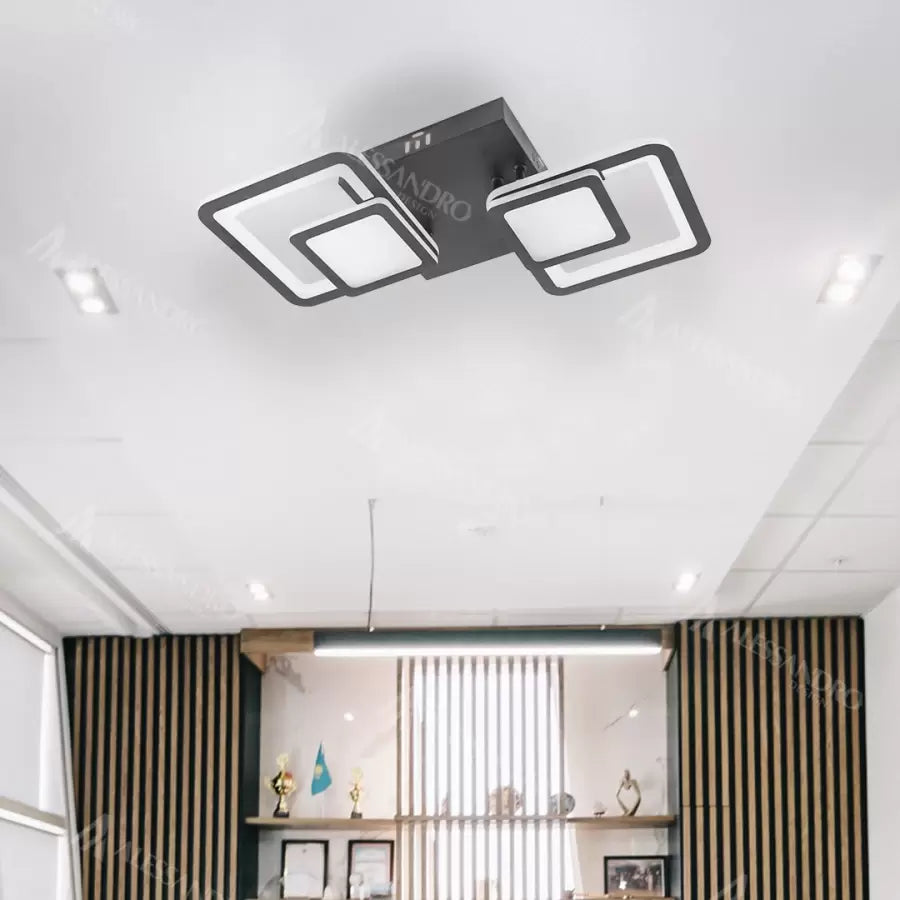 Πολυέλαιος LED με τηλεχειριστήριο BALANS 44W, 2 τετράγωνα, κρύο/θερμό/ουδέτερο φως, ρυθμιζόμενο, μαύροι πολυέλαιοι LED με τηλεχειριστήριο Προεπιλεγμένος τίτλος Alessandro Design