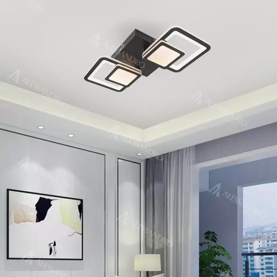 Πολυέλαιος LED με τηλεχειριστήριο BALANS 44W, 2 τετράγωνα, κρύο/θερμό/ουδέτερο φως, ρυθμιζόμενο, μαύροι πολυέλαιοι LED με τηλεχειριστήριο Προεπιλεγμένος τίτλος Alessandro Design
