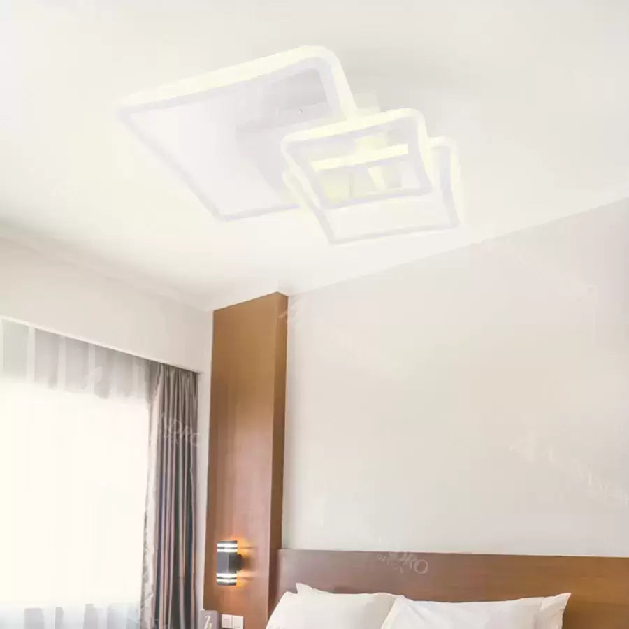 Πολυέλαιος LED με τηλεχειριστήριο FARYDA 120W, 3 Τετράγωνα, Κρύο/Ζεστό/Ουδέτερο φως, Ρυθμιζόμενο, Λευκό