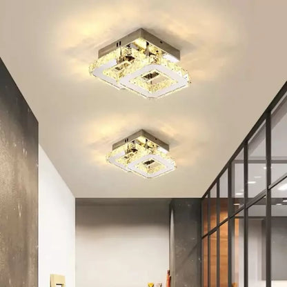 Κρυστάλλινος πολυέλαιος LED JEREMIAH 48W, 2 τετράγωνα, κρύο/ζεστό/ουδέτερο φως, λαμπερό Chrome LED πολυέλαιοι Προεπιλεγμένος τίτλος Alessandro Design
